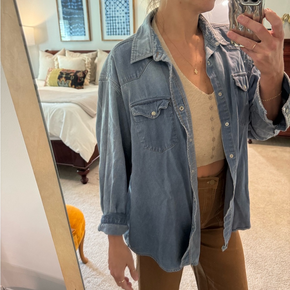 Wrangler Pearl snap denim button down